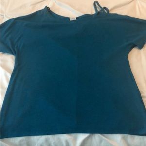 Cold shoulder short sleeve sweater